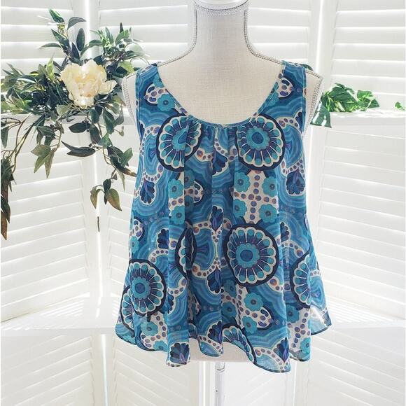 ANTHORPOLOGIE MEADOW & RUE SLIT BACK FLORAL TOP SM - Picture 1 of 6